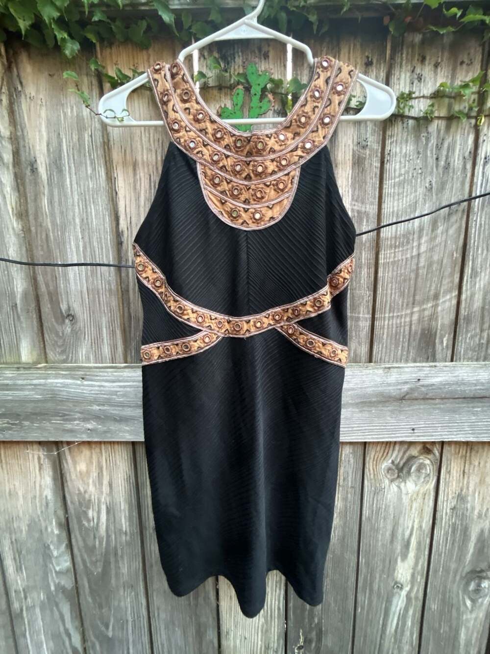 Free People Nefertiti Embellished Black Mini Dress Size S